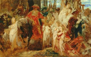 チャールズ5世（1500-58）皇帝のアントワープへの入城に関する調査（1520年、1876-77年）（141421、141422、140423も参照） 作： Hans Makart